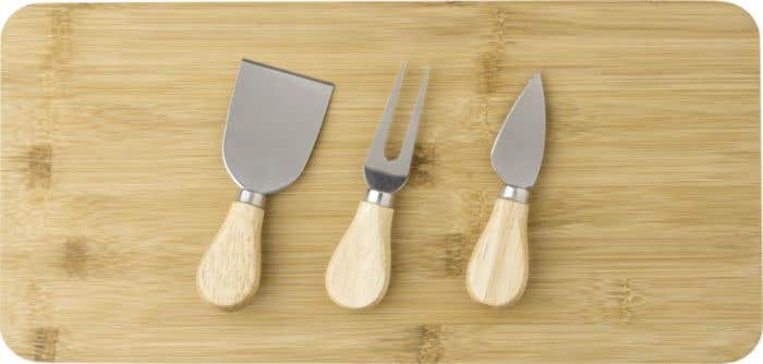 Planche à fromage Montagnard | Bambou | 3 couteaux à fromage | 38 x 19 cm