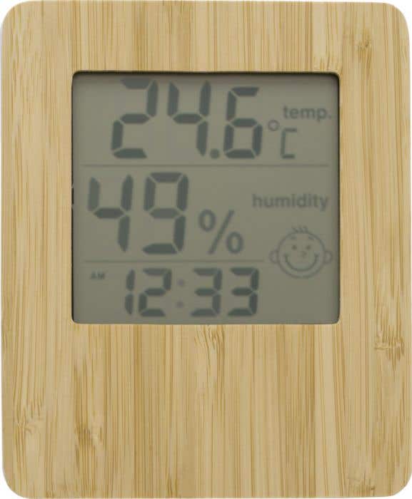 Weerstation Tempus | Bamboe | Met klok | Thermometer