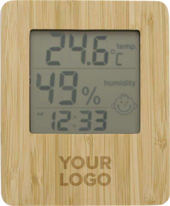Weerstation Tempus | Bamboe | Met klok | Thermometer