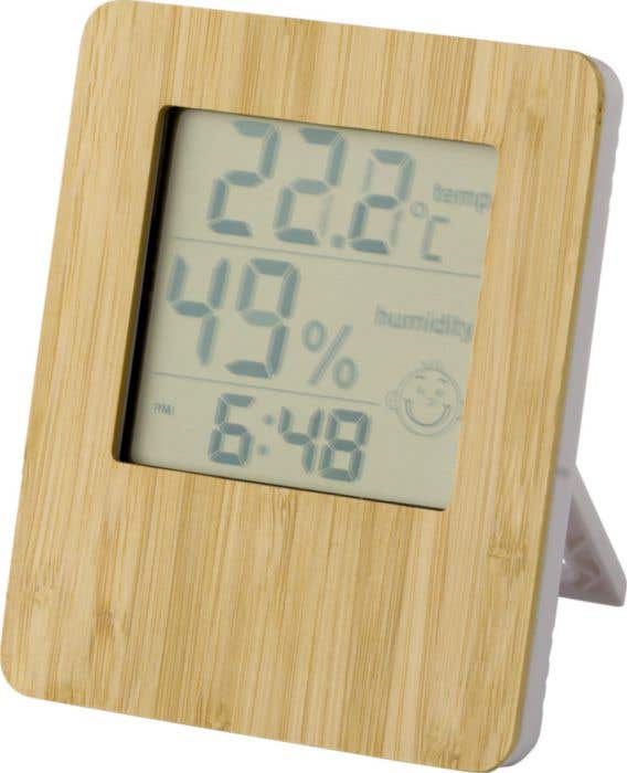 Station météo Tempus | Bambou | Avec horloge | Thermomètre