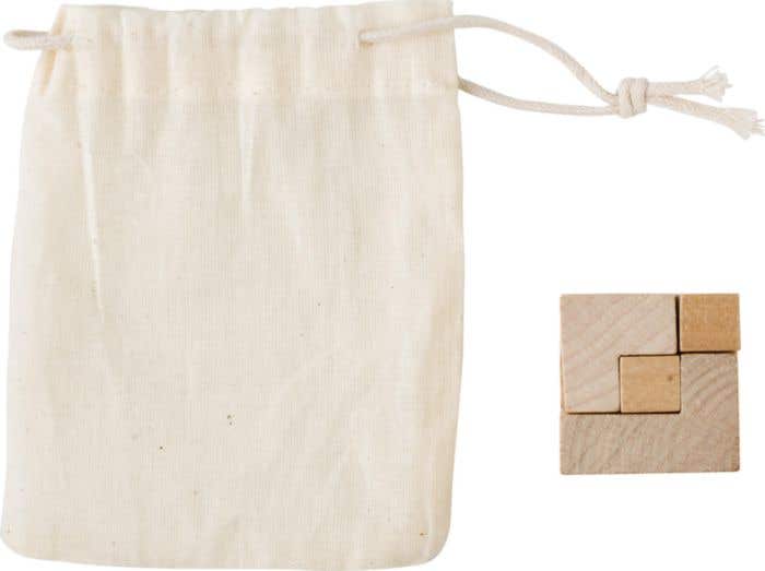 Casse-tête en bois Woodcube | Forme de cube | En pochette de coton
