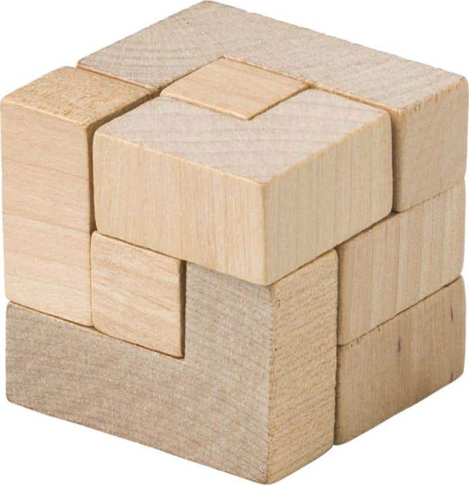 Houten puzzel Woodcube | Kubusvorm | In katoenen zakje