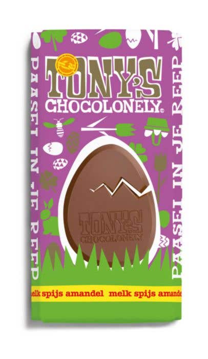 Chocoladereep Easter Melk Spijs Nootjes (180g) Tony's Chocolonely